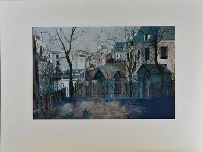 Arte vintage Maurice Utrillo Renoir's Garden França 1950 arte impressão decoração - Imagem 1 de 4