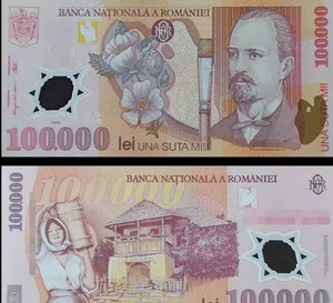 2001 / 2003 Romania 100000 Lei Polymer UNC - Picture 1 of 1