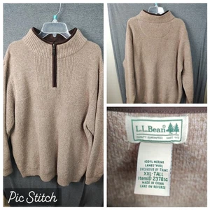 LL Bean Waterfowl 1/4 Zip Sweater Men’s Medium 100% Merino Lambs Wool Green - Bild 1 von 7
