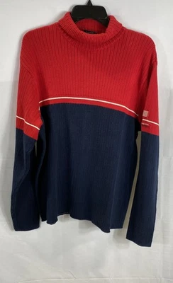 Vintage Y2K Polo Jeans RL Men's Red Blue Flag Turtleneck Ribbed Sweater Size L - Image 1 of 4