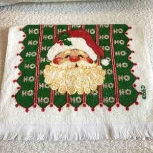 Vintage 80er 90er Weihnachten Santa Gesicht Küchentuch Geschirrtuch Handtuch  - Bild 1 von 13