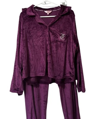 Juicy Couture Women Sleep Set Pj's Size XL Stretch Velour Winter Modern Designer - Image 1 of 4