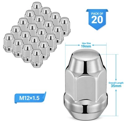 20pcs Chrome Wheel Lug Nuts 3/4" Hex M12x1.5 Bulge Acorn 1.38” For GMC Chrysler Foto 1 de 4