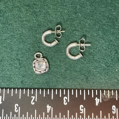 Pendientes tipo argolla John Hardy topacio guijarro plata esterlina LEER Foto 1 de 4