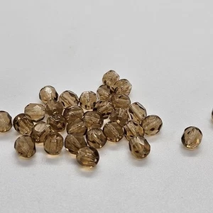 4mm Small 30 Tea Colored Crystal Faceted Vintage Czech Glass Beads Spacer - Picture 1 of 4