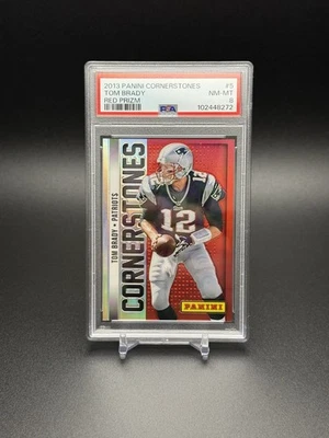 Panini Cornerstones Tom Brady #5 2013 rojo Prizm/99 raro limpio PSA 8 Foto 1 de 4