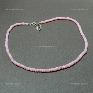 Collar de compromiso con cuentas de piedras preciosas de ópalo rosa regalo hija joyería plata 925 - Imagen 1 de 6