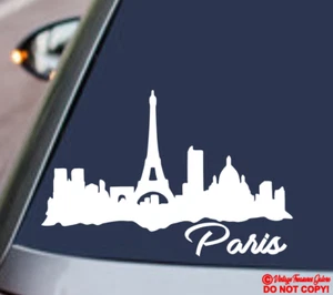 PARIS FRANCE CITY SKYLINE EIFFEL TOWER Vinyl Decal Sticker Window Wall Bumper - Picture 1 of 2