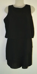 Negro, mono, elegante, estilo sin mangas con capa, fluido, mediano - Imagen 1 de 12