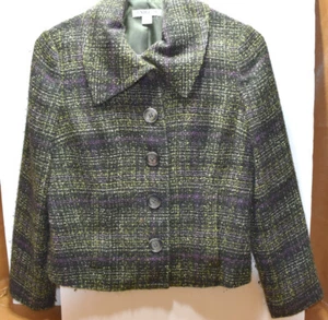 Vintage Pendleton Blazer Lined Women's Size 2 Black Purple Tweed Made In USA  - Picture 1 of 6
