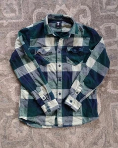 VANS Slim Fit Flannel Shirt Mens Size Small Green Garnet Plaid Workwear Skater - Picture 1 of 7
