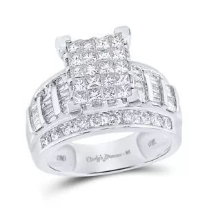 10kt White Gold Princess Diamond Square Bridal Wedding Engagement Ring 2 Cttw - Picture 1 of 1
