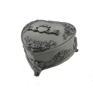 Mullingar Pewter Claddagh Heart Box IRISH Jewelry Trinket Box - Picture 1 of 3