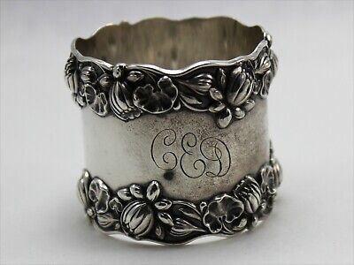 Gorham B209 Pond Lily Sterling Silver Ring Napkin Ring - W/Monogram • 199.99$