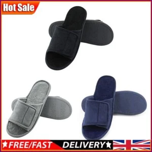 Adjustable House Shoes Memory Foam Slide Slippers Open Toe Home Slippers for Men - Picture 1 of 15