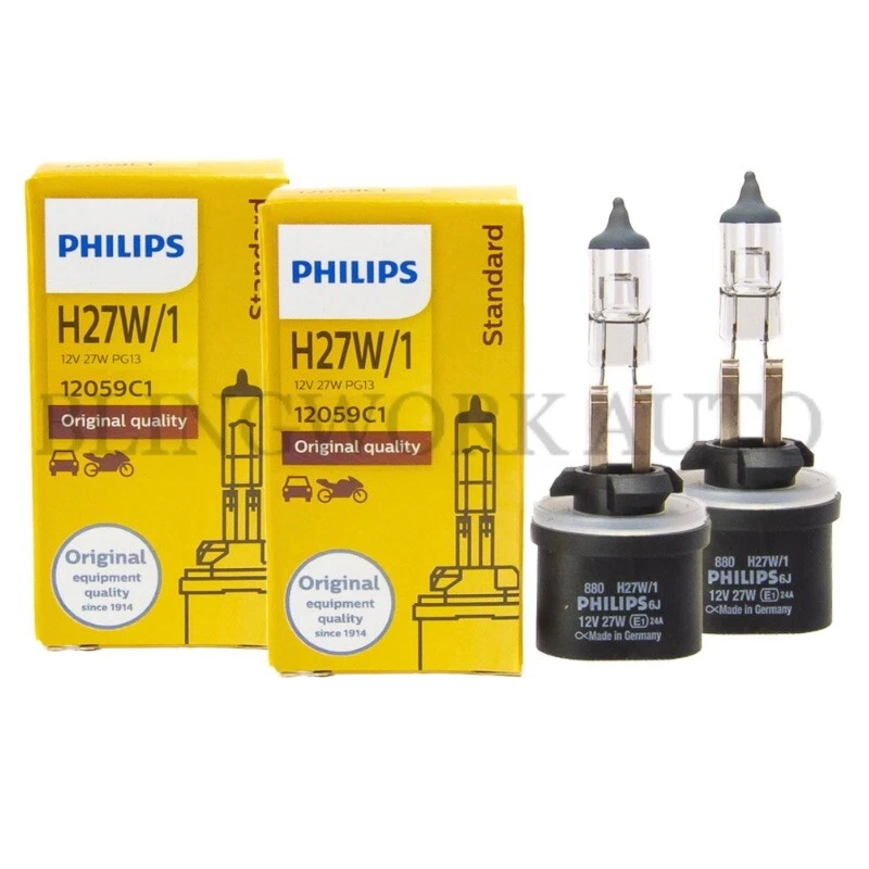 2PC Philips 880 H27W/1 OEM Factory Standard Replacement Fog Light Bulb 27W 12059 - Image 1 of 4