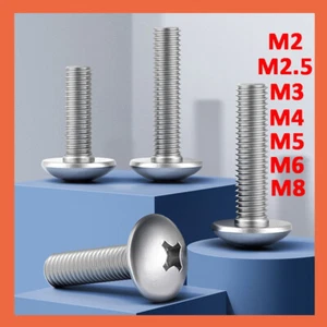 M2 M2.5 M3 M4 M5 M6 M8 Button Screws Dome Head Phillips Bolts A2 Stainless Steel - Picture 1 of 8