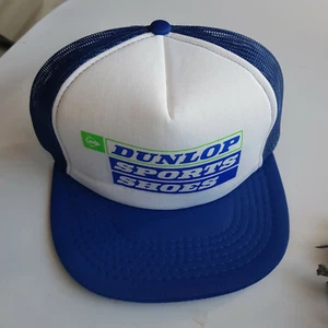 Dunlop Sports Shoes Vtg Retro Promo Trucker Hat White Blue Adjustable Snapback - Picture 1 of 4