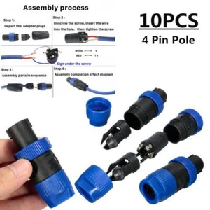 10PCS NL4FC 4 Pin Pole Plug Male Loud Speaker Audio Cable Connector Compatible - Picture 1 of 10
