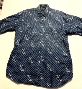 Camisa Nautica Para Hombre Mediana Azul Marino Blanco Anclas con Multi Diseños Algodón - Imagen 1 de 5