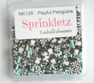 Playful Pengins ~ Sprinkletz / Black & White Penguins / Shaker Cards & Crafts - Picture 1 of 3