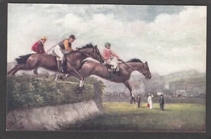 AK Steiljagd Pferderennen Raphael Tuck Oilette Der große Sprung - Bild 1 von 2