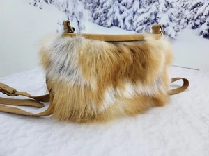 Red Fox Fur Patchwork & Leather bag, Women's Purse, Handmade by LITVIN - Picture 1 of 10