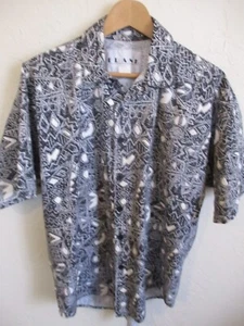 Vintage 80's FRANK Textured Busy Op Art Club Shirt Size Small Round Tails - Picture 1 of 6