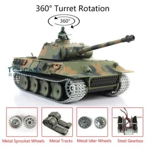 Henglong 1/16 7.0 Verbesserter Metall German Panther V RC Panzer 3819 360° Turm - Bild 1 von 12