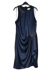 Jenny Packham No1 Navy Blue Evening Dress Size 16 Sleeveless Embellished Party - Picture 1 of 8