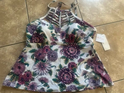 Новый с Ярлыками изюм 14 Вт Boa клетка шеи танкини верхний купальник плавать цветочный - Изображение 1 из 4