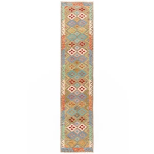 Kelim Afghan 387x80 cm Handgewebter Orientteppich kilim Wolle Carpet Rug Läufer - Imagen 1 de 11