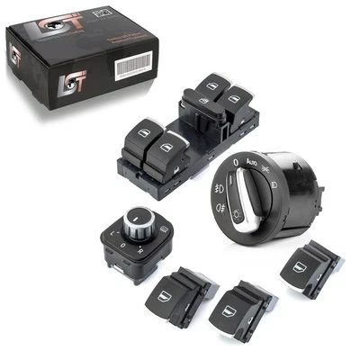 Interrupteur Kit Rétroviseur Lève-vitre pour VW Golf VI Passat B7 Tiguan - Photo 1/4