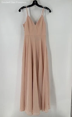 Lulus Peach Sleeveless V-Neck Regular Fit Bridesmaid Maxi Womens Dress Size XS - Image 1 of 4