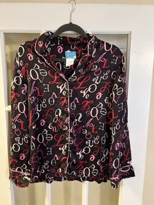 Top Pijama Nick & Nora 100% Seda LOVE Estampado Letras M Negro Rosa Tipográfico Y2K - Imagen 1 de 3