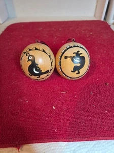 ADORNOS DE CALABAZA FIRMADOS PINTADOS A MANO NATIVOS AMERICANOS CON KOKOPELLI + 1 MÁS - Imagen 1 de 11