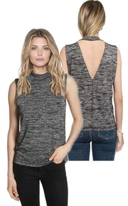 RAG & BONE Womens Black Heather CHARLEY TANK Open Back NWT $115 Large - Picture 1 of 6