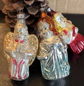Vintage Glass ANGEL Christmas Ornament Lot~3pc Multi Color West Germany - Picture 1 of 5