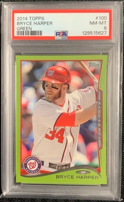 Bryce Harper 2024 Topps #100 verde PSA casi nuevo-como nuevo 8 Nationals Phillies Foto 1 de 2