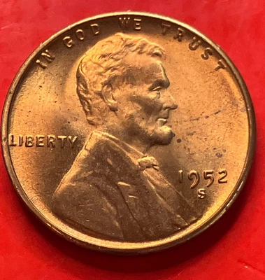 1952-S Lincoln Wheat Cent Penny GEM RED BU From an Original Bank Roll - Image 1 of 4
