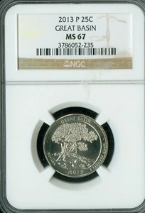 2013 P GREAT BASIN QUARTER NGC MS67 2ND FINEST  . - Picture 1 of 2