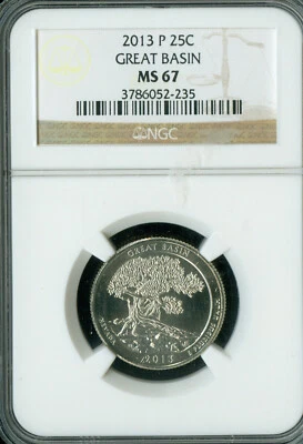 2013 P GREAT BASIN QUARTER NGC MS67 2ND FINEST  . - Image 1 of 2