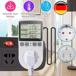 230V Temperaturregler Steckdose Fühler Digital Thermostat Zeitschaltuhr Timer DE - Bild 1 von 12