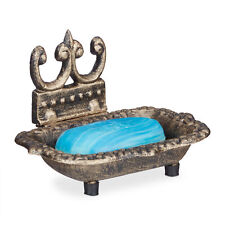 Relaxdays Antique Soap Dish of Cast Iron Bronze-Coloured Soap Holder with Feet