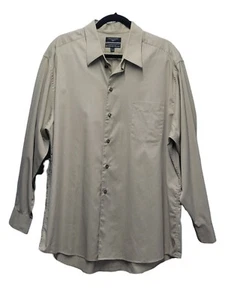 Dockers Microfiber Blend Beige Men's Dress Shirt Size XL 17-17½ 34/35 LS - Picture 1 of 7