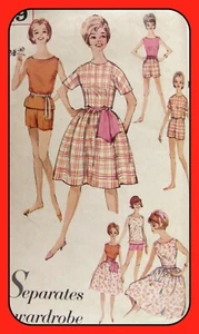 BLOUSE Skirt TOP Shorts SASH Teen Junior Simplicity 4419 Vtg 1962 Sewing Pattern - Picture 1 of 4