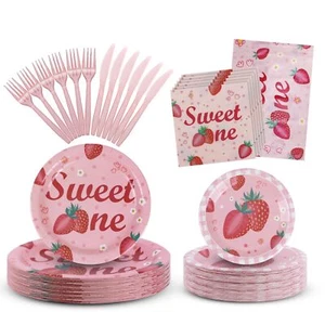 Strawberry Plates Set 169pcs Strawberry Party Tableware Set Delicate And Love... - Picture 1 of 7