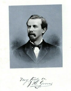 Impresión artística grabada en acero retrato de James H. Groves Delaware años 1880 - Imagen 1 de 2