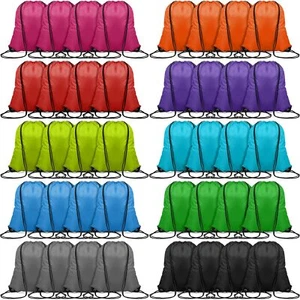 100 Pieces Drawstring Bag Gym Portable String Sack Backpacks Polyester Blank ... - Picture 1 of 6