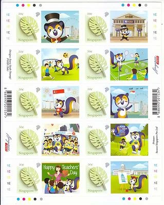 SINGAPUR 2015 POSB BANCO SMILEY ARDILLA SELLOS DE AHORRO TERCERA EMISIÓN HOJA DE RECUERDO Foto 1 de 3